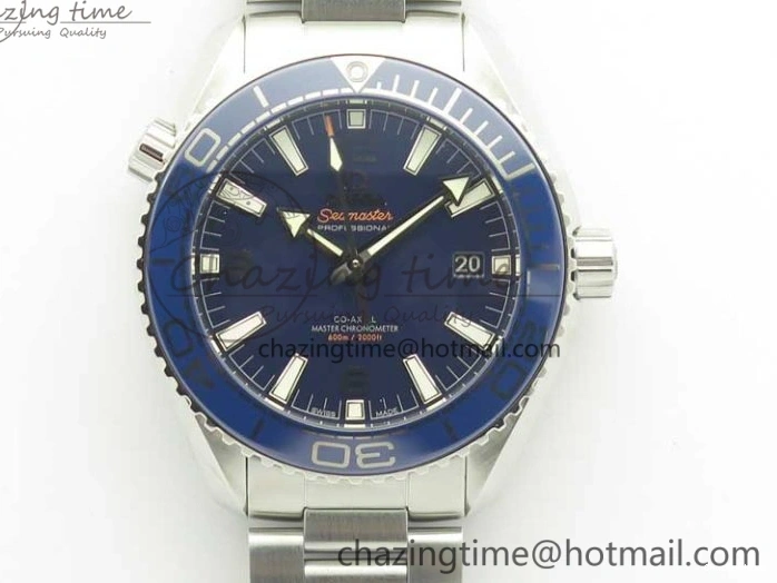 0428 Planet Ocean 2016 43.5mm SS Blue Bezel OM 1:1 Best Edition Blue Dial on SS Bracelet A8900 V WellDesigned 8029